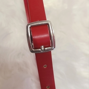 Faux leather red belt‎